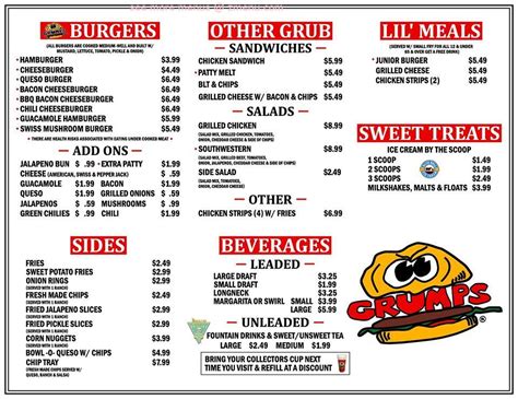 grumps burgers menu